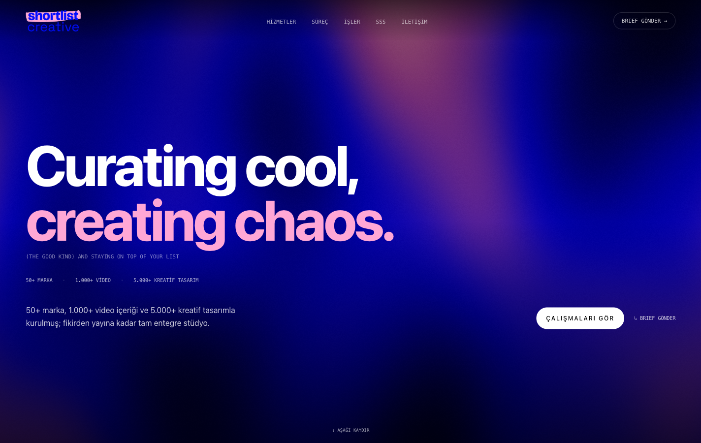 Shortlist Creative — site ekran görüntüsü