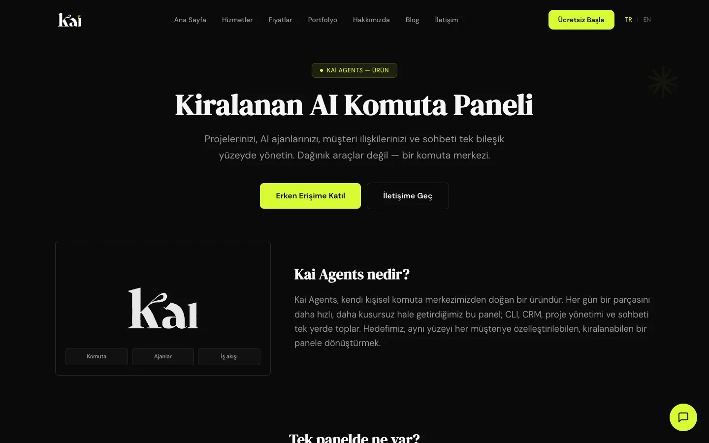 Kai Agents ürün sitesi araştırması