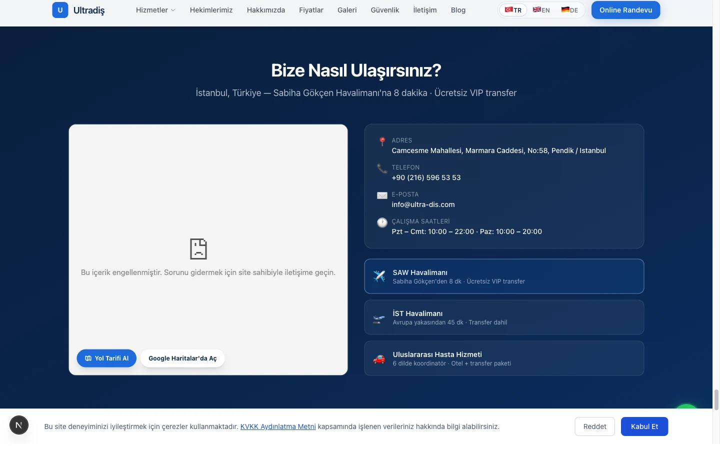 Ultra Diş web sitesi